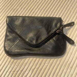 Street Level black Leather Clutch